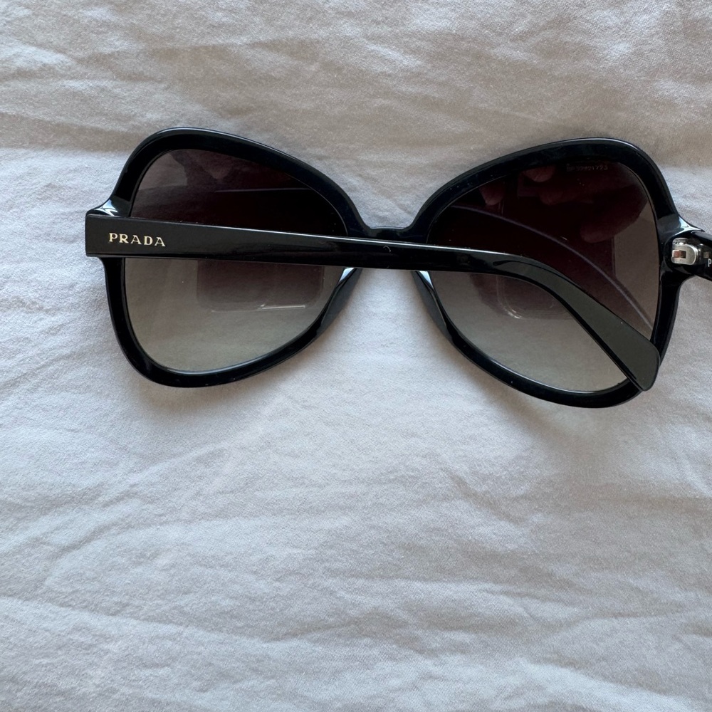 Prada Vintage Silver Logo Oversized Oval Black Mask Sunglasses - Picture 10 of 12